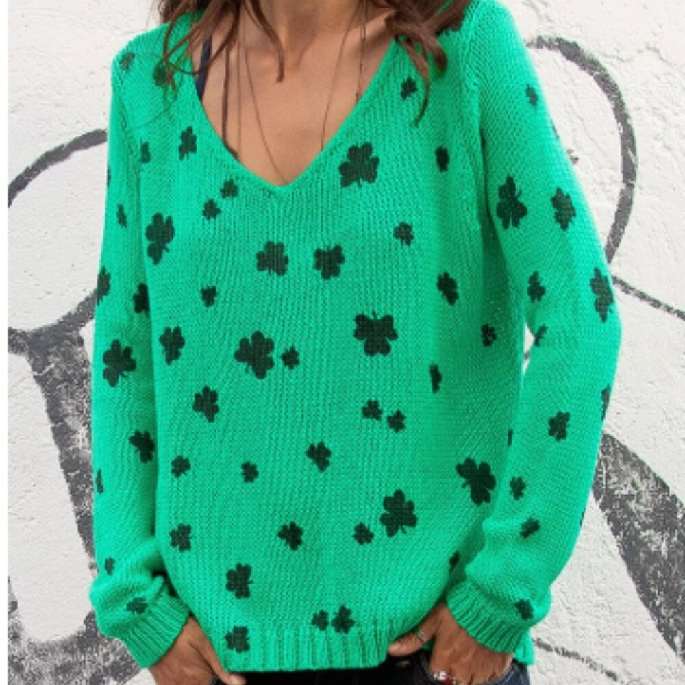 Wooden Ships Mini Shamrock Green Sweater | Size M/L | NWT